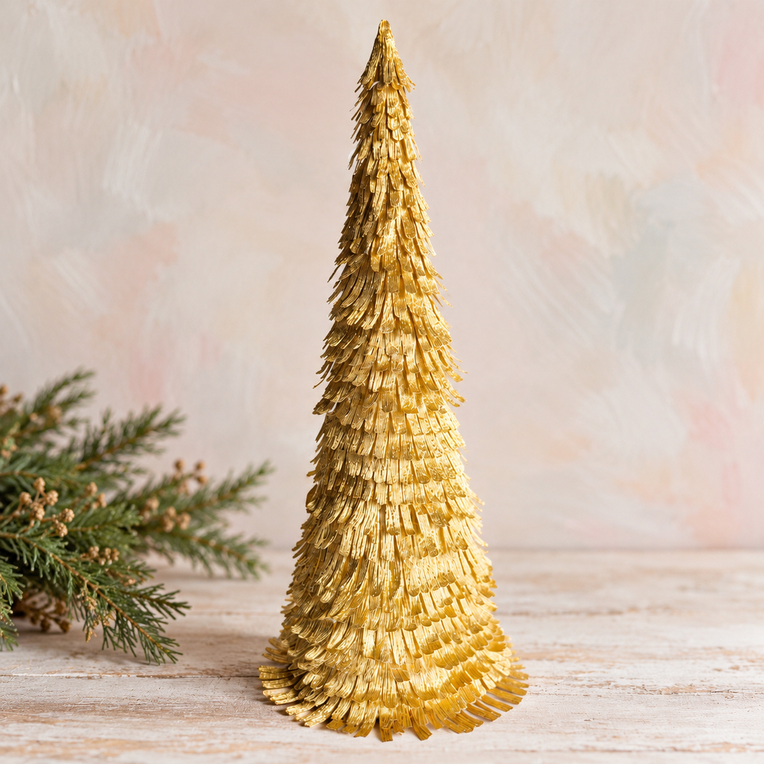 Golden Christmas Tree | Handcrafted Paper Holiday Decor