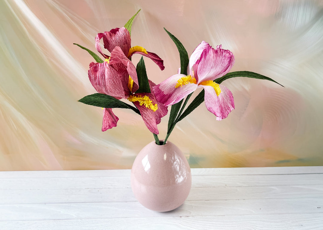 Blushing Iris | Handcrafted Paper Iris Stem