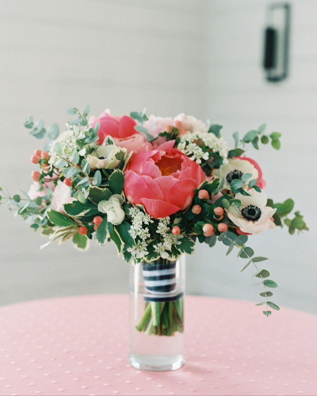 Before picture of real peonies and anemones. 
