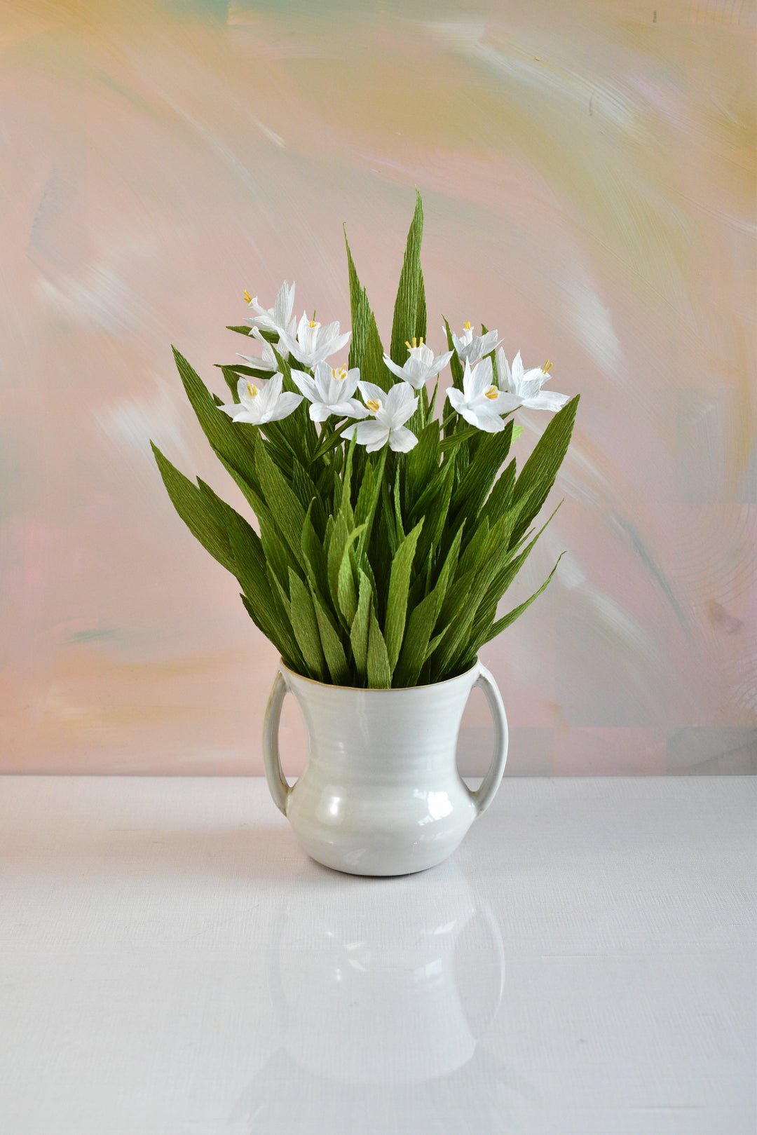 Potted Paperwhites in White Ceramic Pot