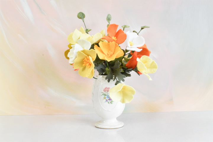 Limited Release Felt California Poppy Bouquet | Orange Yellow &amp; Cream Wildflower Arrangement | Wool Felt Flowers