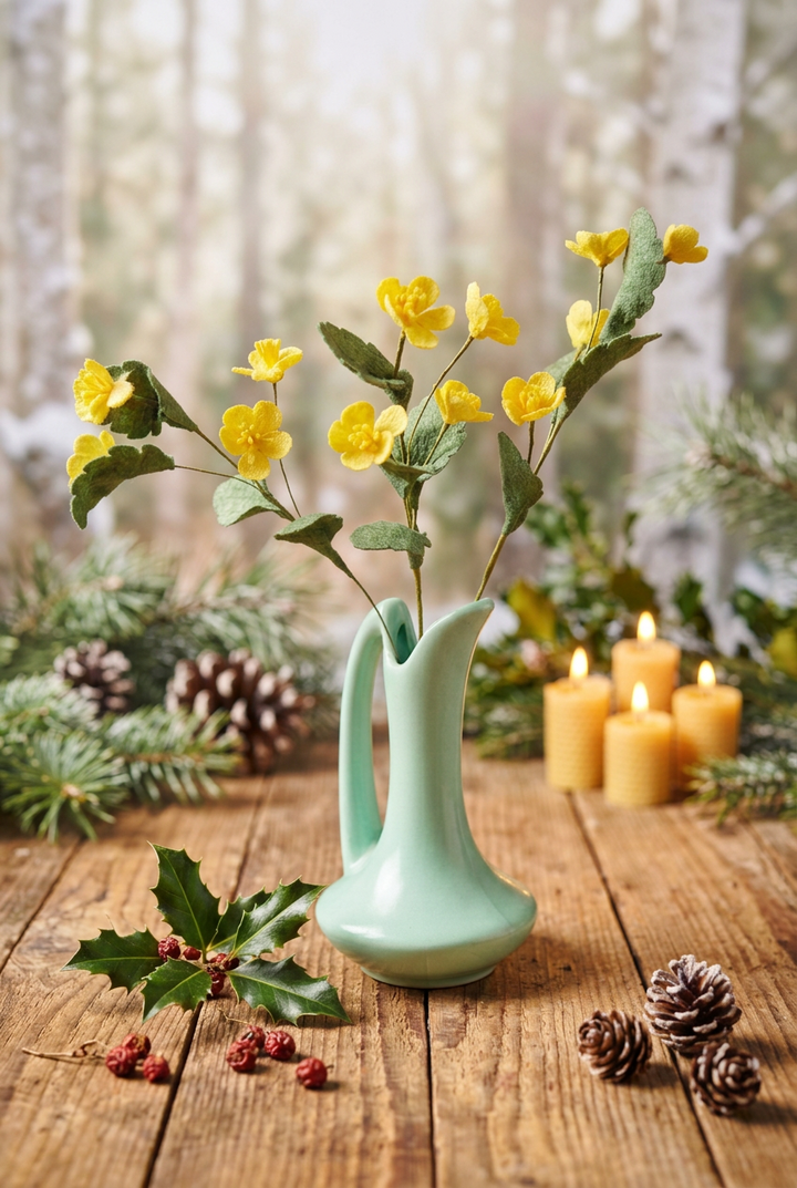 Golden Buttercups | Handmade Felt Wildflower Stems