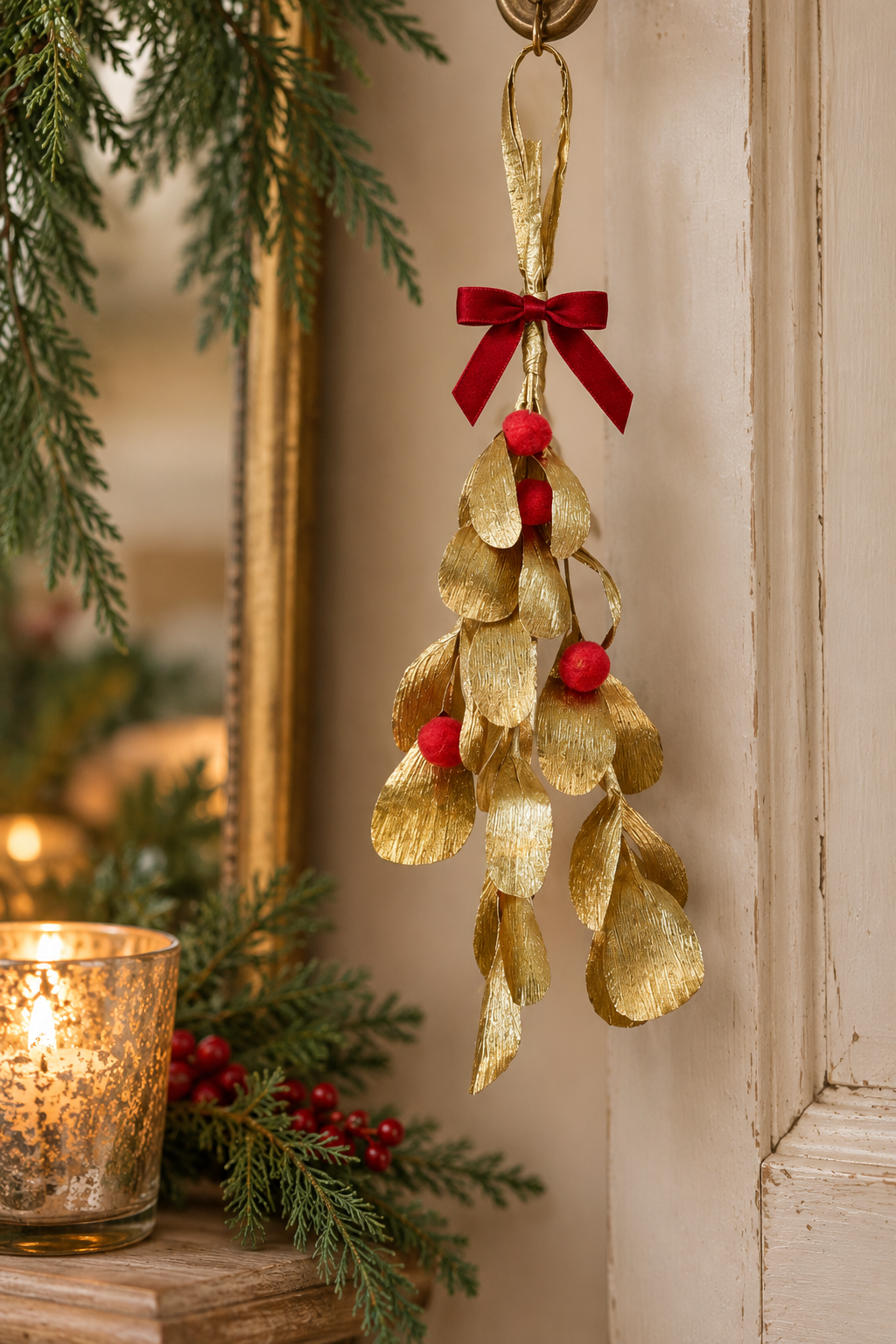 Golden Mistletoe Ornament