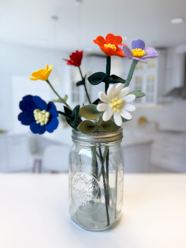 Felt Wildflower Bundle – 6 Thick Stems