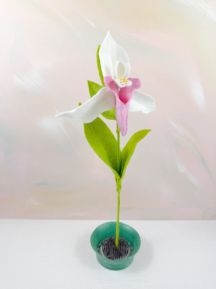Felt Lady Slipper Orchid Flower