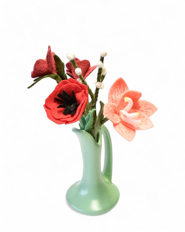 Felt Flower Bouquet: Poppy & Pussy Willow