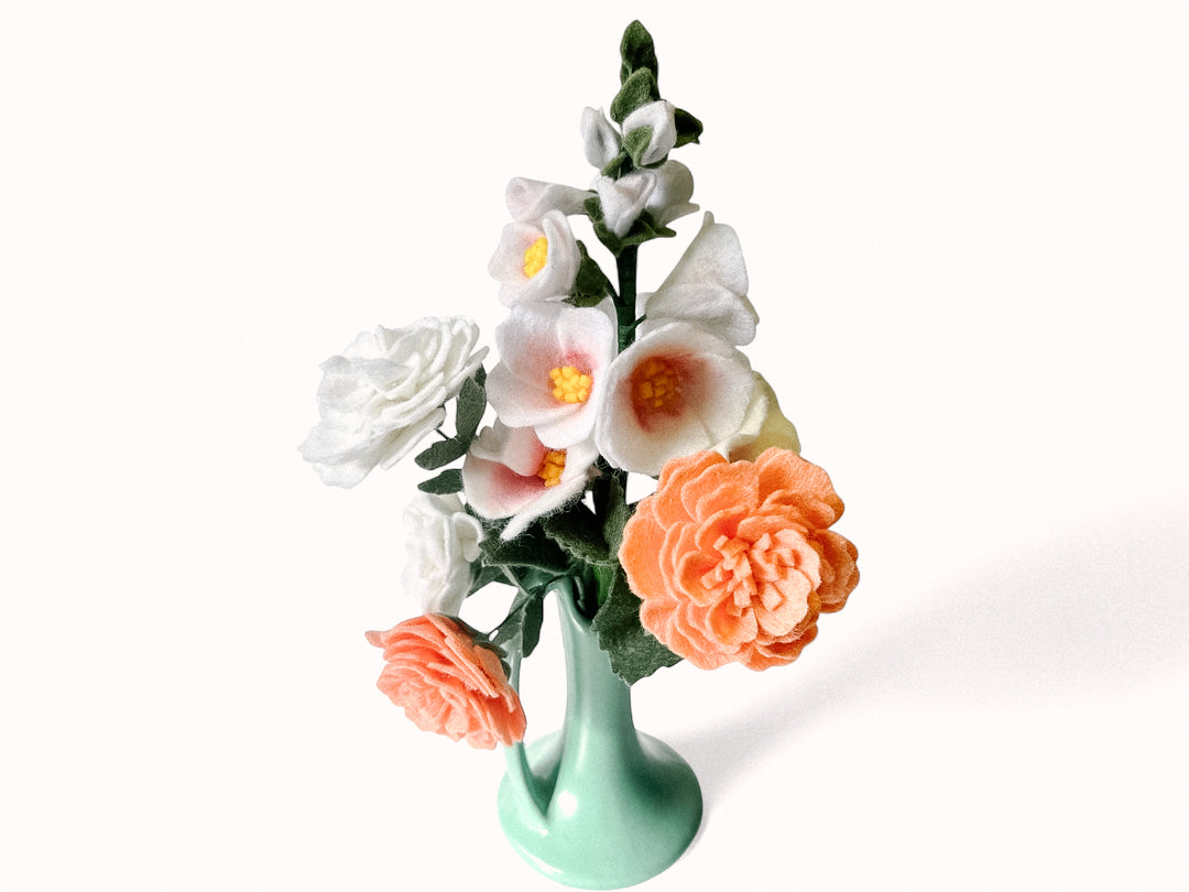 Felt Flower Bouquet: Hollyhock and Marigolds