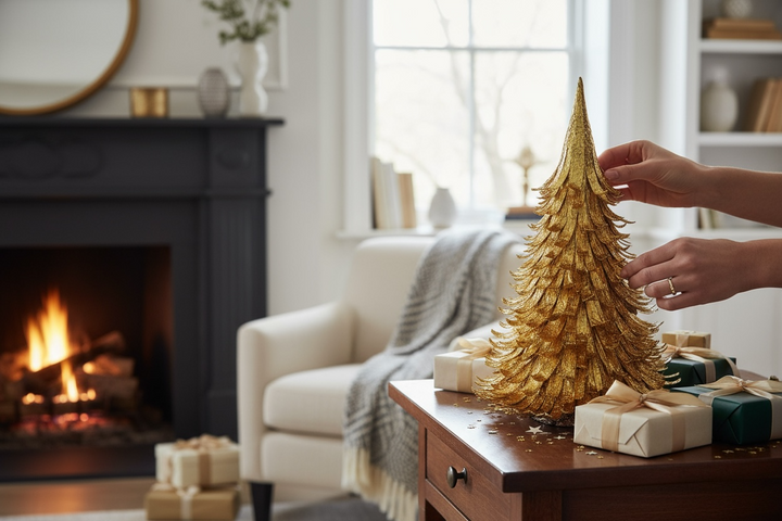 Rustic Crepe Paper Christmas Tree – Gold