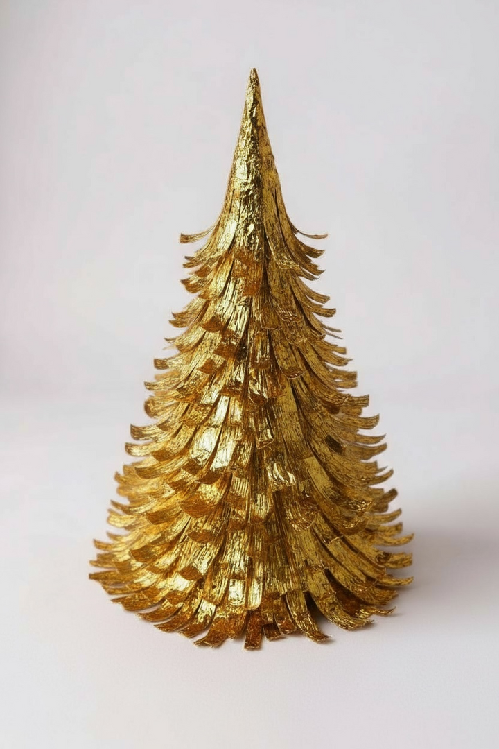 Rustic Crepe Paper Christmas Tree – Gold