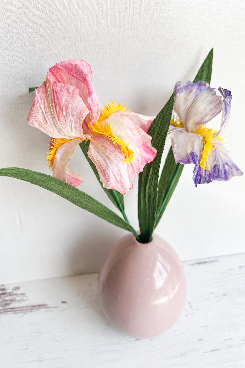 Blushing Iris | Handcrafted Paper Iris Stem