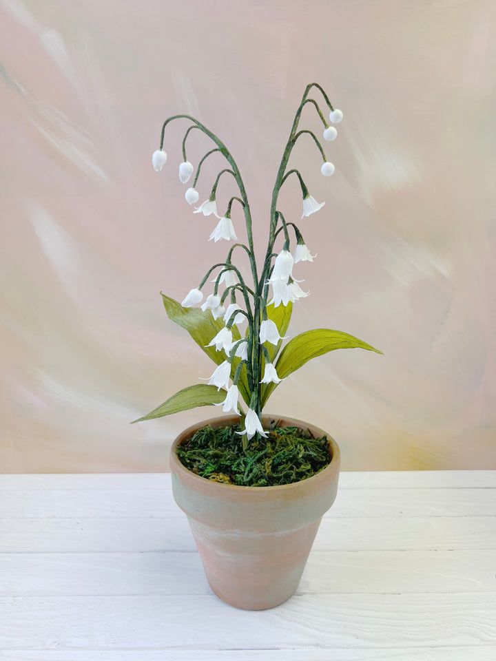 Handmade Paper Lily of the Valley – 4” Potted Paper Plant