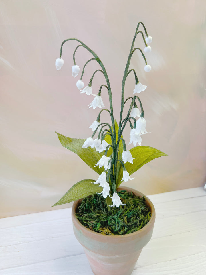 Handmade Paper Lily of the Valley – 4” Potted Paper Plant