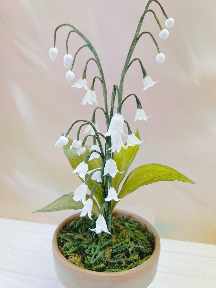 Handmade Paper Lily of the Valley – 4” Potted Paper Plant