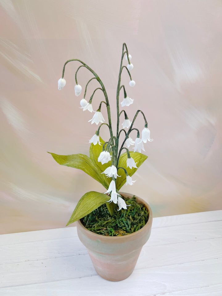 Handmade Paper Lily of the Valley – 4” Potted Paper Plant