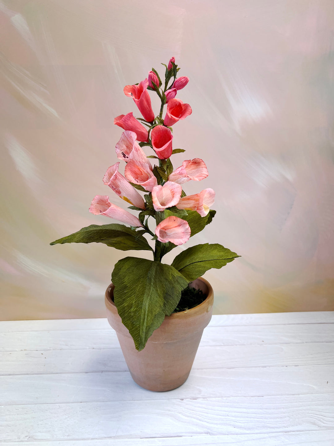 Handmade Pink Ombre Foxglove – 4” Potted Paper Plant