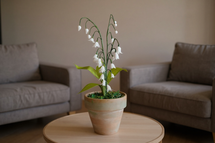 Handmade Paper Lily of the Valley – 4” Potted Paper Plant