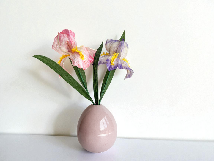 Blushing Iris | Handcrafted Paper Iris Stem