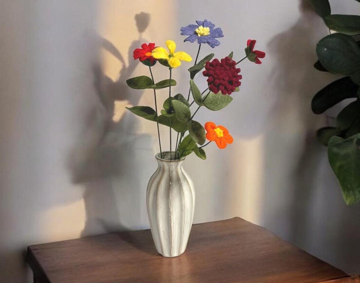 Wildflowers with Leaves 6 Pack - Delightful Wildflowers For Decor - Vase not Included | Felt Flowers for Bouquet