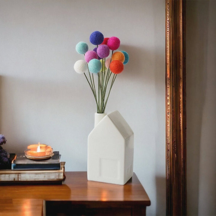 Felt Billy Balls | Craspedia Flowers | Wool Felt Bouquet for Vase or Wedding Decor