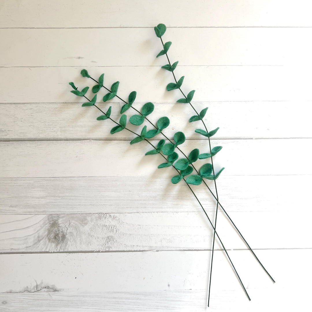 Felt Eucalyptus Stems | Set of 3 Handmade Botanical Greenery