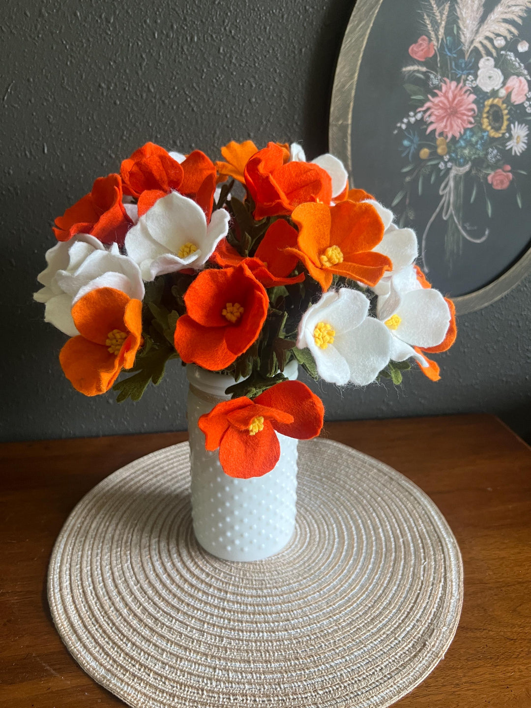Handmade Felt California Poppies | Everlasting Floral Stems
