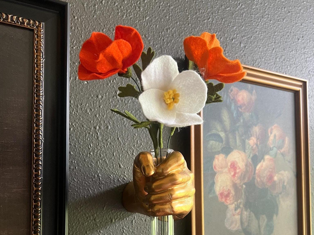 Handmade Felt California Poppies | Everlasting Floral Stems
