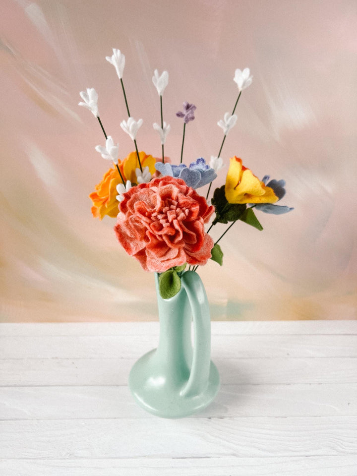 Felt Golden Hour Bouquet - Marigolds, White Lavender Bouquet