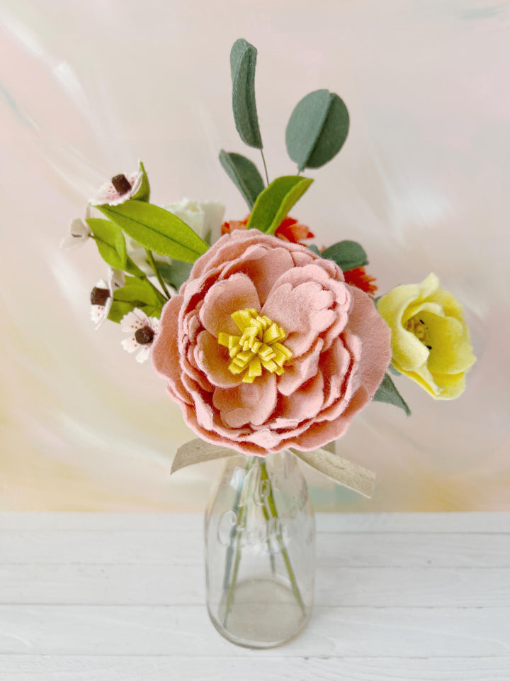 Felt Blush Garden No. 2 Peonies and Cherry Blossoms