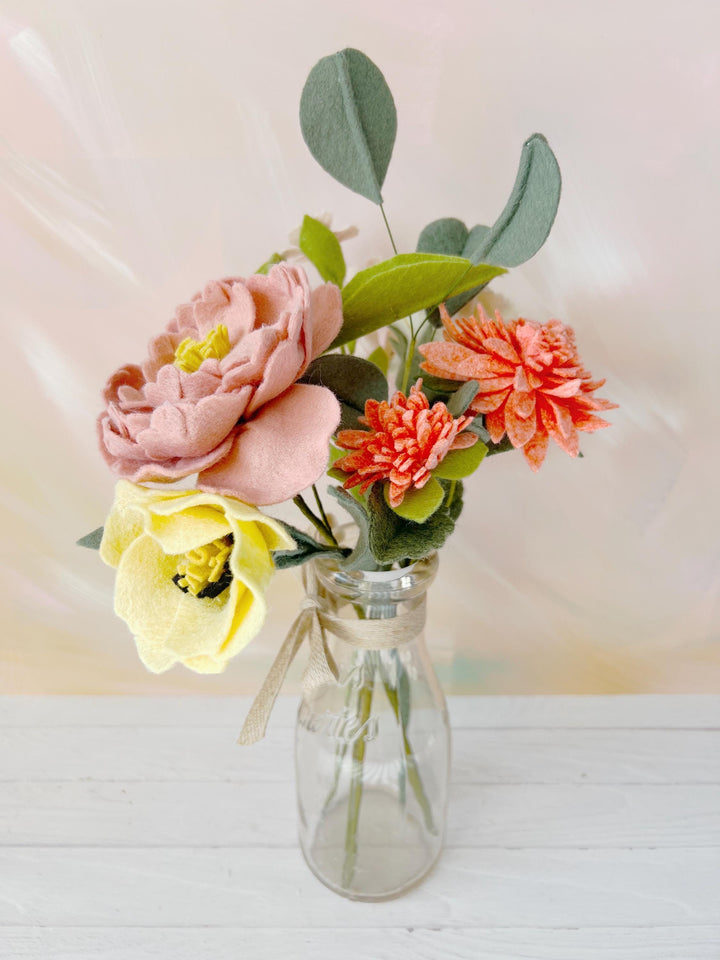 Felt Blush Garden No. 2 Peonies and Cherry Blossoms