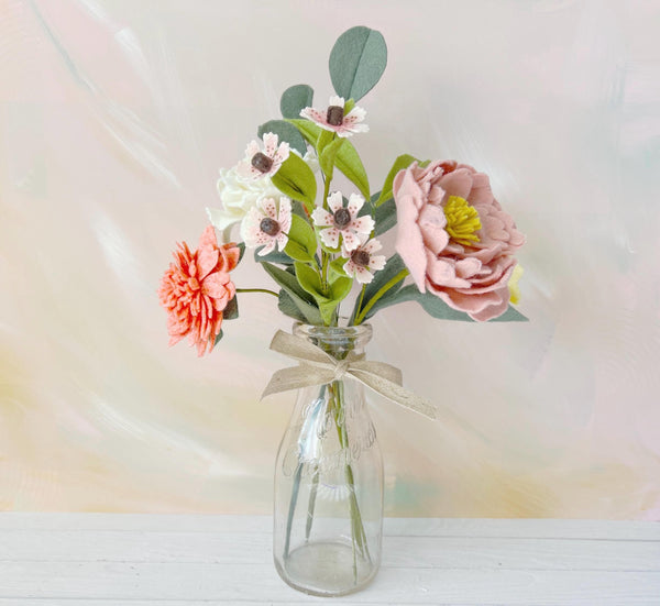 Felt Blush Garden No. 2 Peonies and Cherry Blossoms