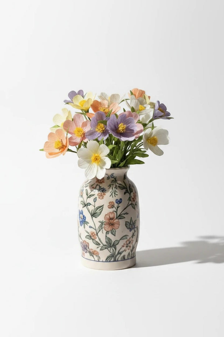Melly Meier Botanicals "The Kate" Cosmos Mix bouquet of 16 paper flowers in pastel shades, 12" height.
