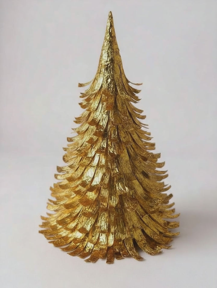 Rustic Crepe Paper Christmas Tree – Gold